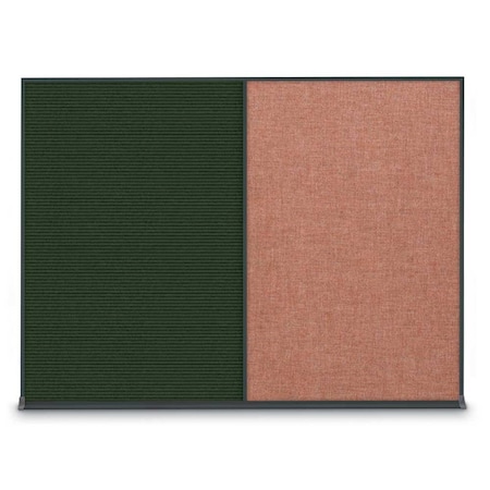 United Visual Products Double Door Radius Plus Corkboard, 48"X UV8003PLUS-BLACK-PUMICE